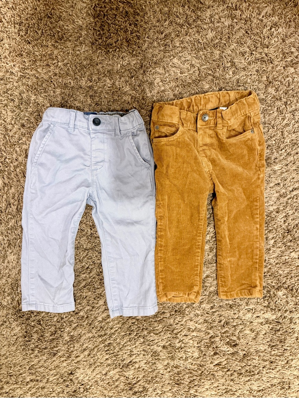 The Children's Place Tan Corduroy & Light Blue Pants Set